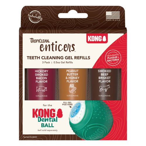 TropiClean Enticers Teeth Cleaning Gel Refills for KONG Dental Ball Variety, 1ea/3 pk