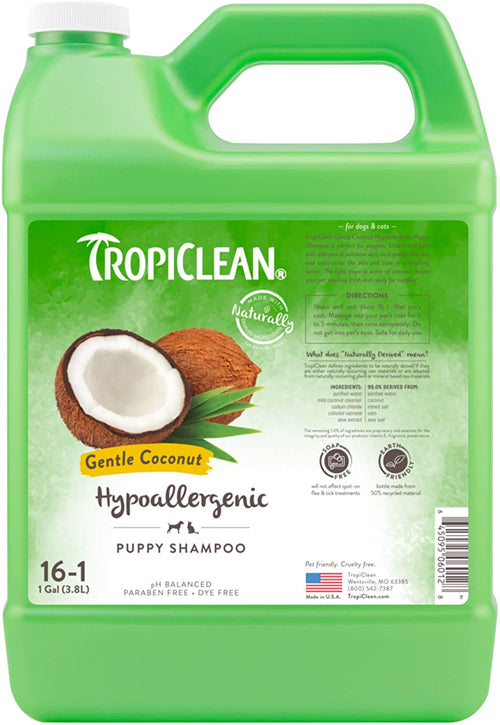 TropiClean Gentle Coconut Hypoallergenic Puppy and Kitten Shampoo 1 gal