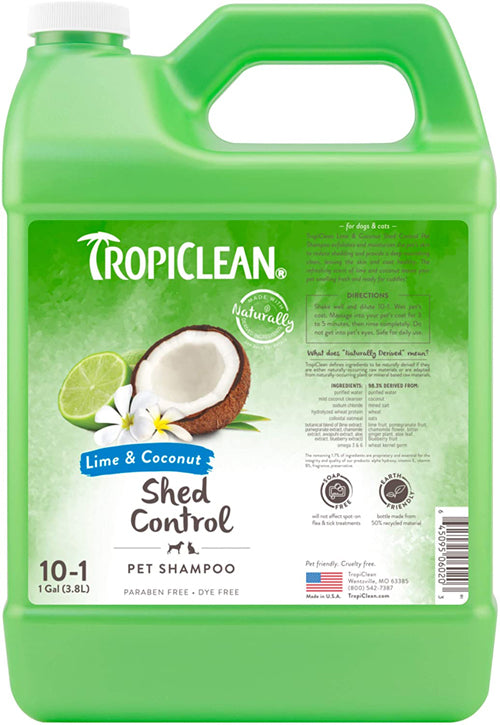 TropiClean Lime and Coconut Shed Control Shampoo for Pets 1 gal