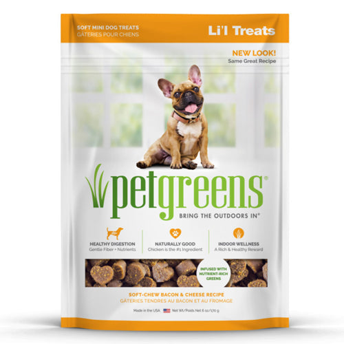 Pet Greens Lil Treats Soft Dog Chews Bacon and Cheese 6 oz