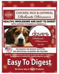 Daves Delicate Dinners (Easy To Digest) Chicken Meal; Rice and Oatmeal 16 Lbs