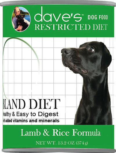 Daves Dog Restricted Diet Bland ? Lamb and Rice Formula 13. oz (Case of 12)