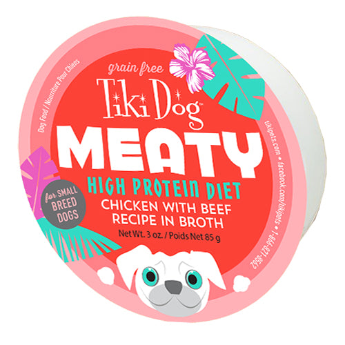 Tiki Pets Dog Mighty Chicken Beef 3 Oz.(Case Of 8)