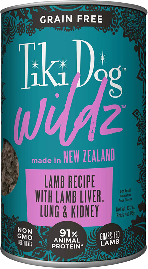 Tiki Pets Dog Wildz Lamb Recipe with Lamb Liver; Lung and Kidney 13.2oz. (Case Of 12)