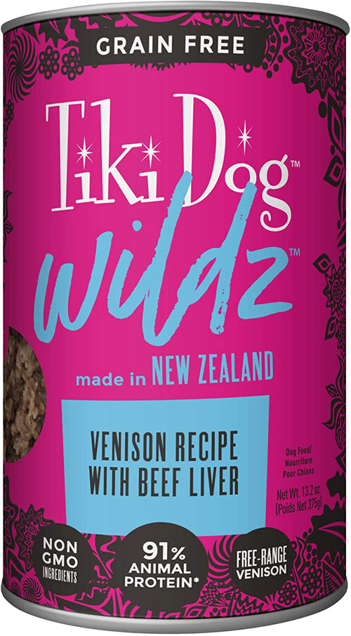 Tiki Pets Dog Wildz Venison Recipe with Beef Liver 13.2oz. (Case Of 12)