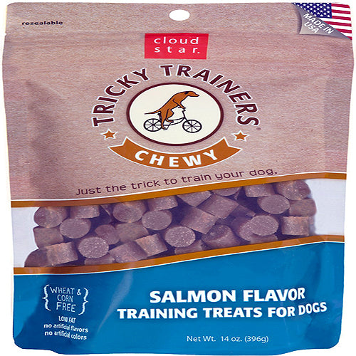 Cloud Star Chewy Tricky Trainers Salmon Flavor Dog Treats; 14-Oz. Bag