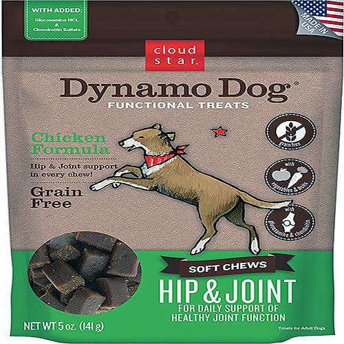 Cloud Star Dynamo Dog Hip and Joint Soft Chews Chicken Formula Dog Treats; 14-Oz. Bag