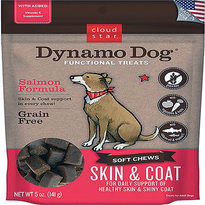 Cloud Star Dynamo Dog Skin and Coat Soft Chews Salmon Formula Dog Treats; 14-Oz. Bag