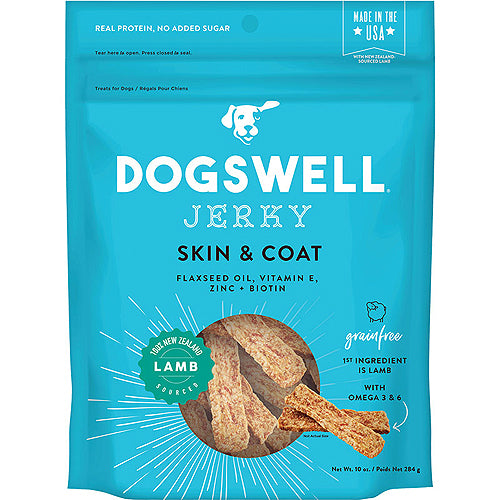 Dogswell Jerky Skin and Coat Grain-Free Lamb 10Oz