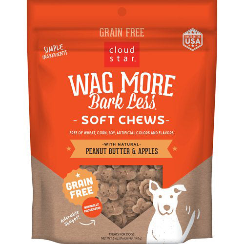 Cloudstar WAGMORE DOG GRAIN FREE SOFT and CHEWY PEANUT BUTTER and APPLE 5OZ