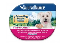 Natural Balance Pet Foods Delectable Delights Fish N Chicks in Broth Dog Food 2.75 oz 24 Pack