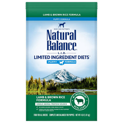 Natural Balance Pet Foods LID Lamb and Brown Rice Puppy Dry Dog Food 4 lb