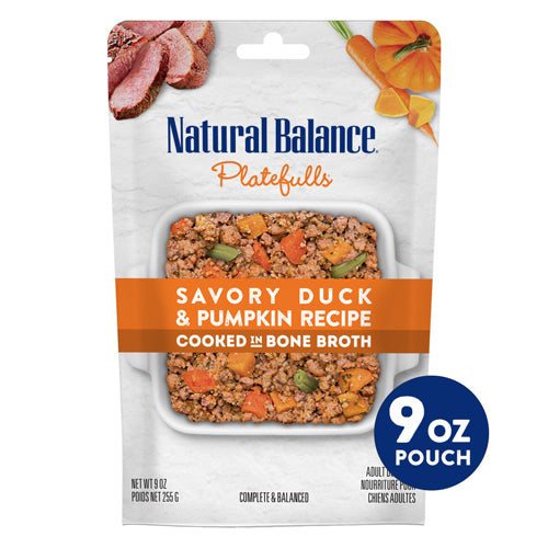 Natural Balance Pet Foods Platefulls Wet Dog Food Savory Duck  Pumpkin Recipe, 12ea/9 oz