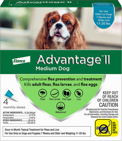 Advantage II Dog Meduim Teal 4-Pack