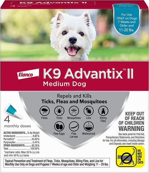 K9 Advantix II Dog Medium Teal 4-Pack