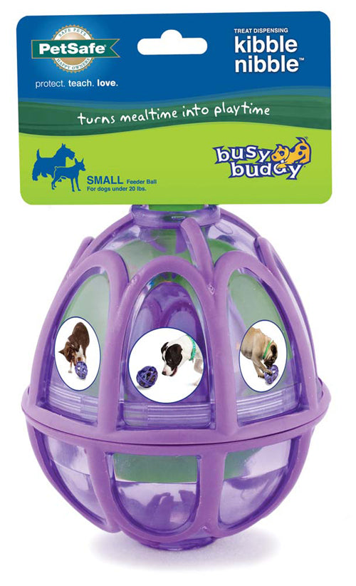 Busy Buddy Dog Toy Kibble Nibble Feeder Ball Purple Small