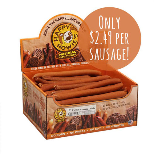 Happy Howie Dog Turkey Sausage 12 Inch Bulk 36 Pack