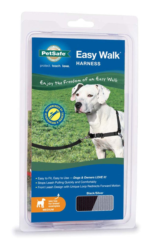 PetSafe Easy Walk Dog Harness Black; Silver Medium