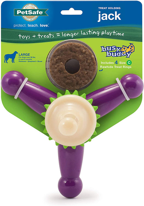 Busy Buddy Jack Dog Toy Purple; White Small