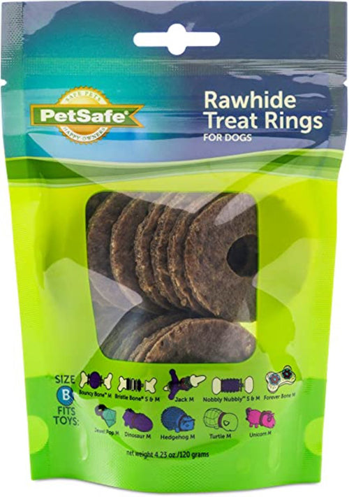 Busy Buddy Peanut Butter Flavor Rawhide Rings Dog Treat Medium Size B