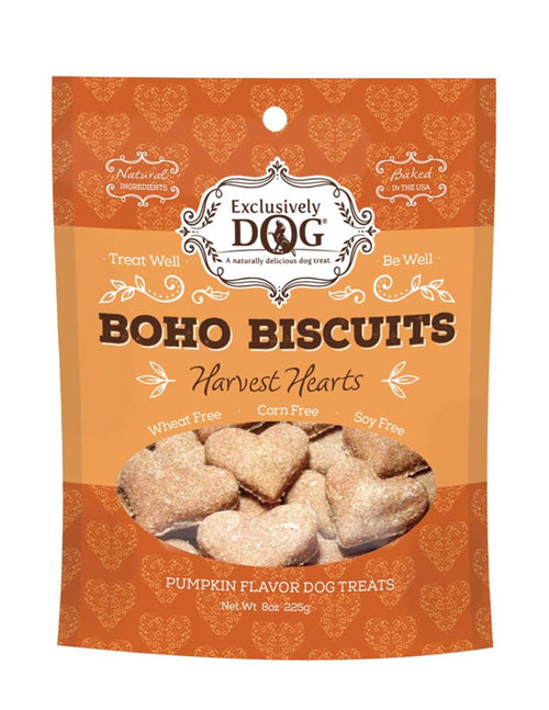 Exclusively Pet Boho Biscuits Harvest Hearts Pumpkin Flavor Dog Treats 8 oz