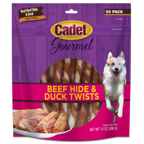 Cadet Gourmet Beef Hide Duck Dog Twist Sticks Beef Hide Duck; 1ea-5 In. 50 ct