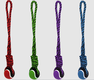 Multipet Nuts for Knots 20in Rope Tug Dog Toy With Tennis Ball Assorted 20in LG