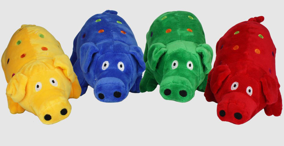 Multipet Globlets Plush Dog Toy Pig Assorted 9 in