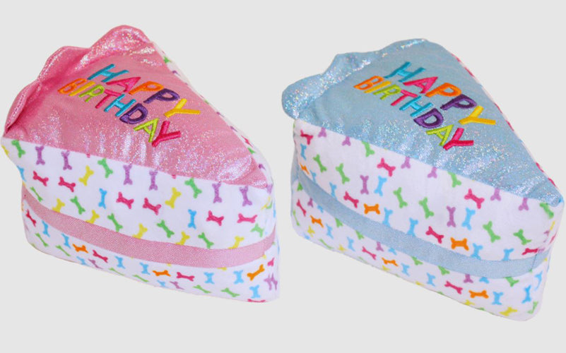 Multipet Birthday Cake Slice (Shiny Blue-Pink Assorted) 6 inch