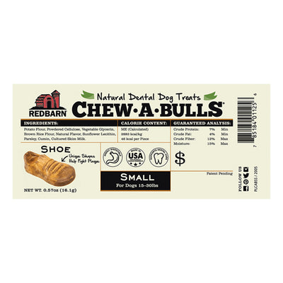 Redbarn Pet Products Chew-A-Bulls Shoe Dog Treat Small