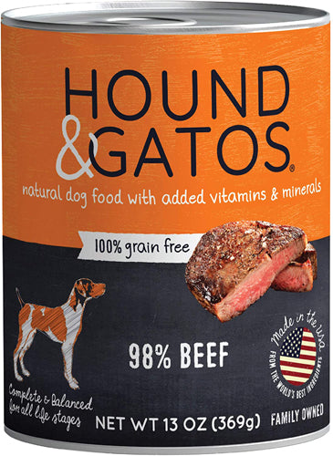 Hound and Gatos Dog Grain Free Beef 13oz. (Case of 12)