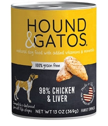 Hound and Gatos Dog Grain Free Chicken and Liver 13oz. (Case of 12)