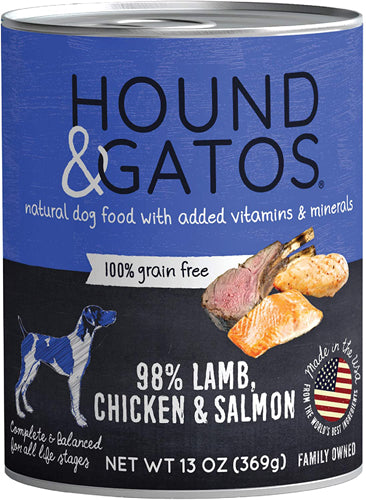 Hound and Gatos Dog Grain Free Lamb Chicken and Salmon 13Oz (Sold in Quantity of: 12)