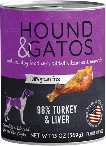 Hound and Gatos Dog Grain Free Turkey and Liver 13Oz (Case of 12)