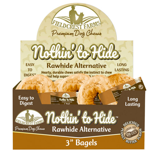 Fieldcrest Farms Nothin' to Hide Peanut Butter Bagels Dog Treat 24 Pack