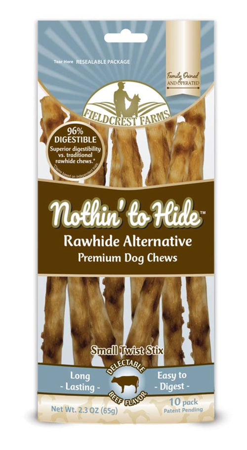 Fieldcrest Farms Nothin To Hide Twist Stix Dog Treat 2.3 oz 10 Pack