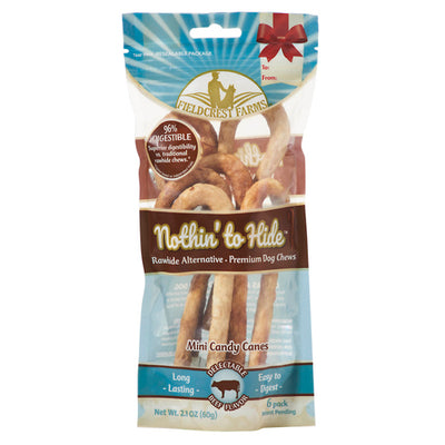 Fieldcrest Farms Nothin To Hide Mini Candy Cane Beef Dog Treats 6pk