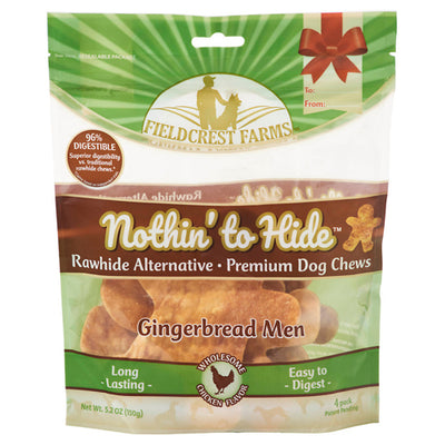 Fieldcrest Farms Nothin To Hide Gingerbread Man Chicken Dog Treats 4pk