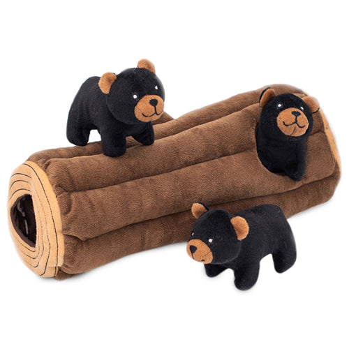 ZippyPaws Zippy Burrow Dog Toy Black Bear Log 1ea-XL