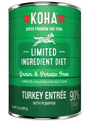 Koha Dog Limited Ingredient Grain Free 90% Turkey 13oz.(Case of 12)