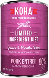 Koha Dog Limited Ingredient Grain Free 90% Pork 13oz (Case of 12)