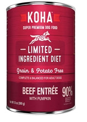 Koha Dog Limited Ingredient Grain Free 90% Beef 13oz.(Case of 12)