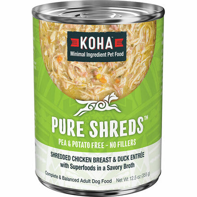 Koha Dog Grain Free Shredded Chicken and Duck 12.5oz.(Case of 12)