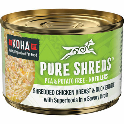 Koha Dog Grain Free Shredded Chicken and Duck 5.5oz.(Case of 12)