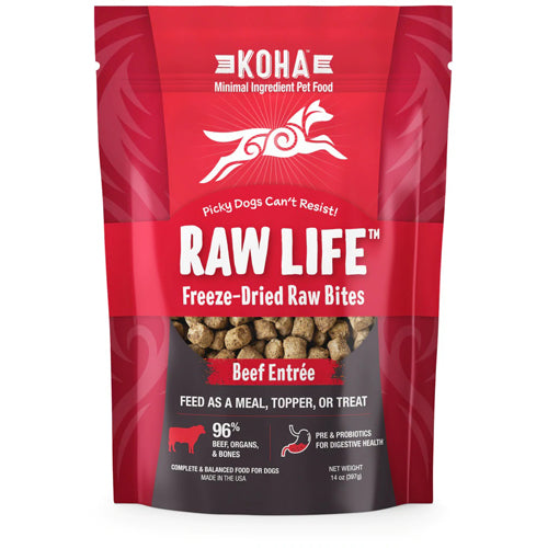 Koha Dog Grain Free Raw Freeze Dried Bites Beef 14Oz