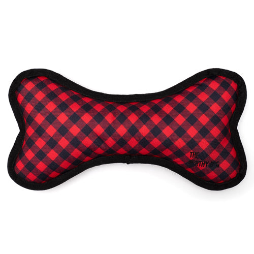 The Worthy Dog Bone Buffalo Plaid Small