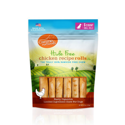 Canine Natural Hide Free 2.5inch Chicken Mini Roll 6Pk