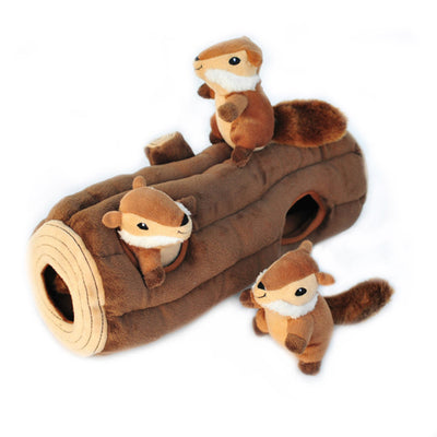 ZippyPaws Zippy Burrow Dog Toy Chipmunks Log 1ea-XL