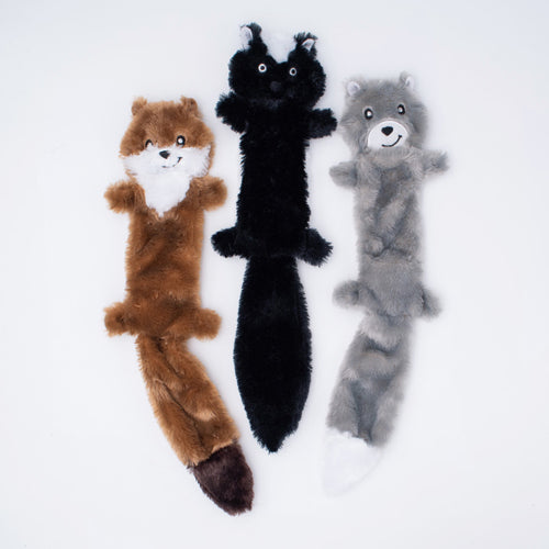 ZippyPaws Skinny Peltz Dog Toy Weasel; Skunk; Wolf 1ea-LG; 3 pk