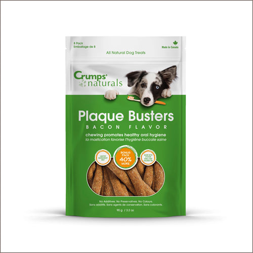 Crumps Natural Dog Treat Plaque Buster Bacon 4.5inch 8pk